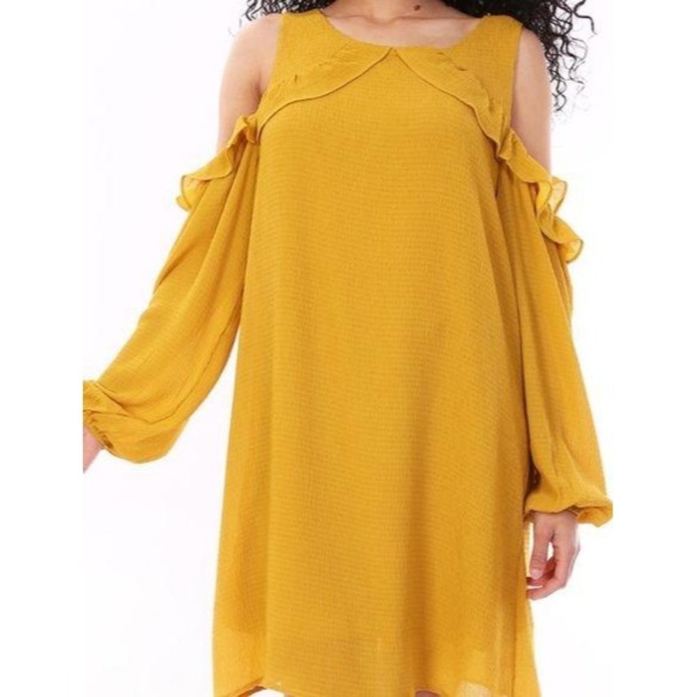 Entro Shift Cold Shoulder S Dress Small Mustard Ye
